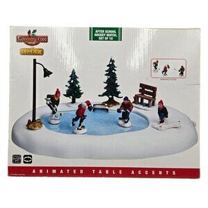 Lemax Animated After School Ice Hockey Skating Pond Battery-Operated Not Incl.